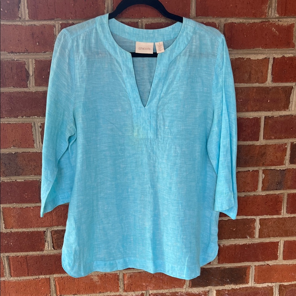 Chico's Aqua Blue Tunic Top